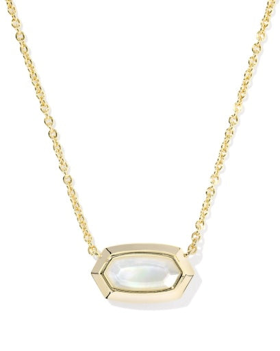 Elisa Bezel Short Pendant Necklace Gold Ivory Mother Of Pearl