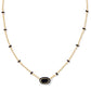 Mini Elisa Enamel Frame Short Pendant Necklace Gold Black Agate