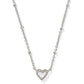 Mini Ari Heart Satellite Short Pendant Necklace - Silver Ivory Mother Of Pearl