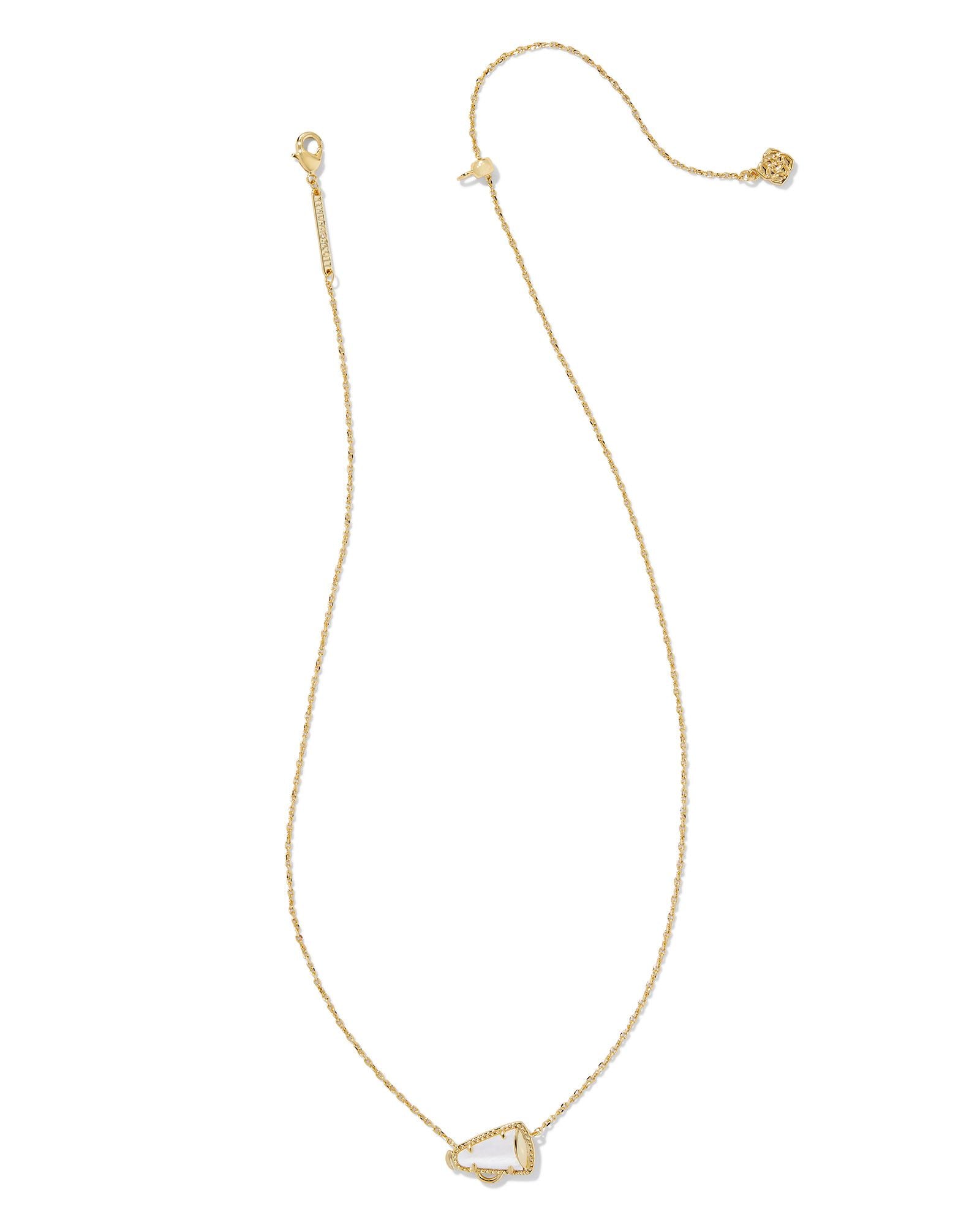 Cheer Short Pendant Necklace Gold White Mother Of Pearl - Southern Belle Boutique