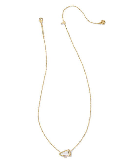 Cheer Short Pendant Necklace Gold White Mother Of Pearl - Southern Belle Boutique
