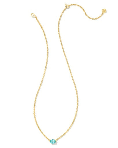 Cailin Crystal Pendant Necklace Gold Aqua Crystal - Southern Belle Boutique