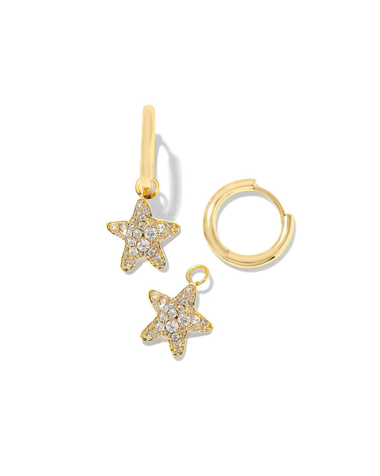 Jae Star Pave Huggie Earrings - Gold White Crystal - Southern Belle Boutique