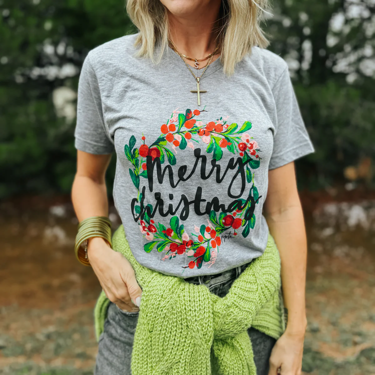 Merry Christmas Wreath Tee