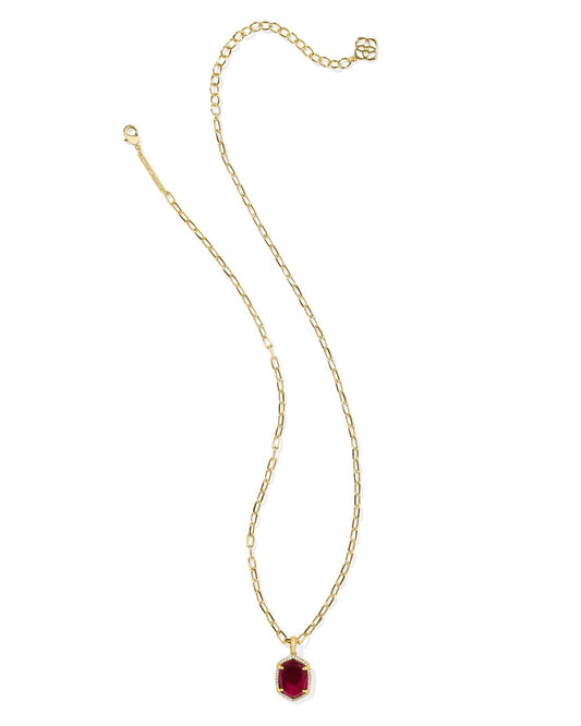 Daphne Pave Frame Short Pendant Necklace - Gold Berry Mica