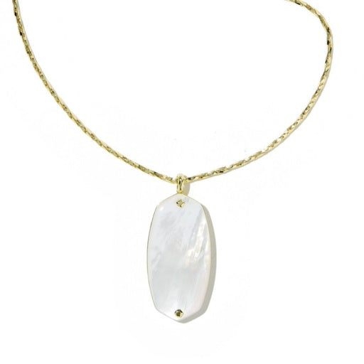 Danielle Riveted Long Pendant Necklace - Gold Ivory Mother Of Pearl - Southern Belle Boutique