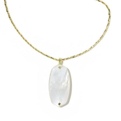 Danielle Riveted Long Pendant Necklace - Gold Ivory Mother Of Pearl - Southern Belle Boutique
