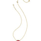 Elisa Bezel Short Pendant Necklace Gold Carmine Red Illusion
