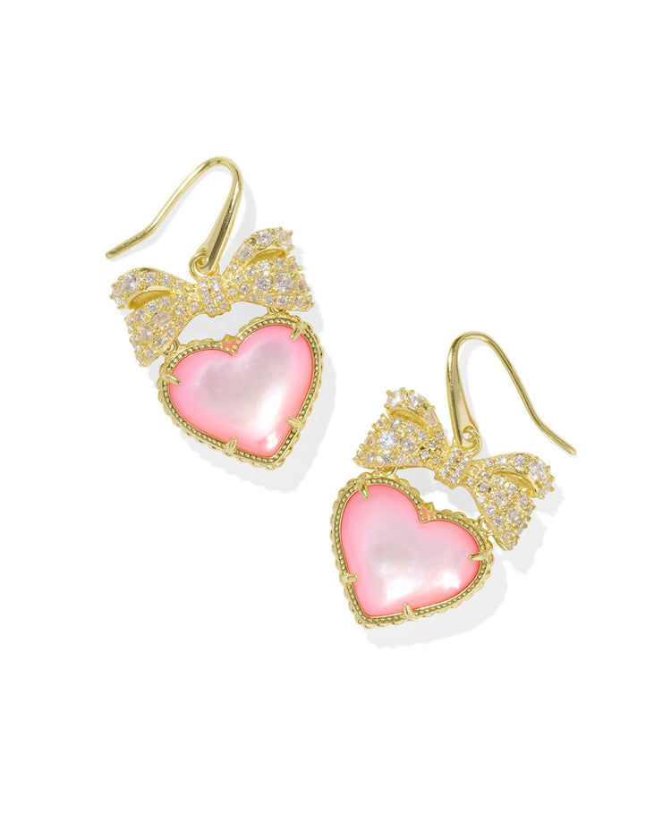 Haisley Heart Drop Earrings Gold Blush - Ivory Mother Of Pearl