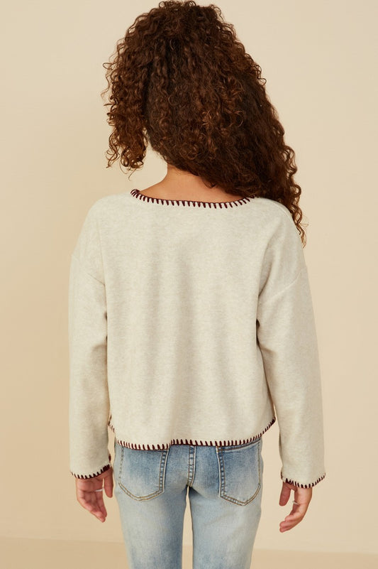 Oatmeal Stitch Outline Knit Top