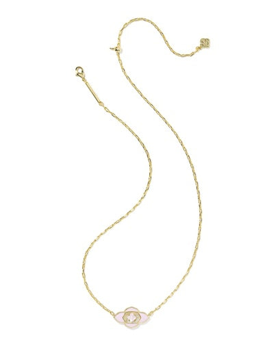 Abbie Medallion Short Pendant Necklace Gold Pink Mix - Southern Belle Boutique