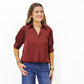Wine Hi Lo Bubble Hem Blouse - Southern Belle Boutique