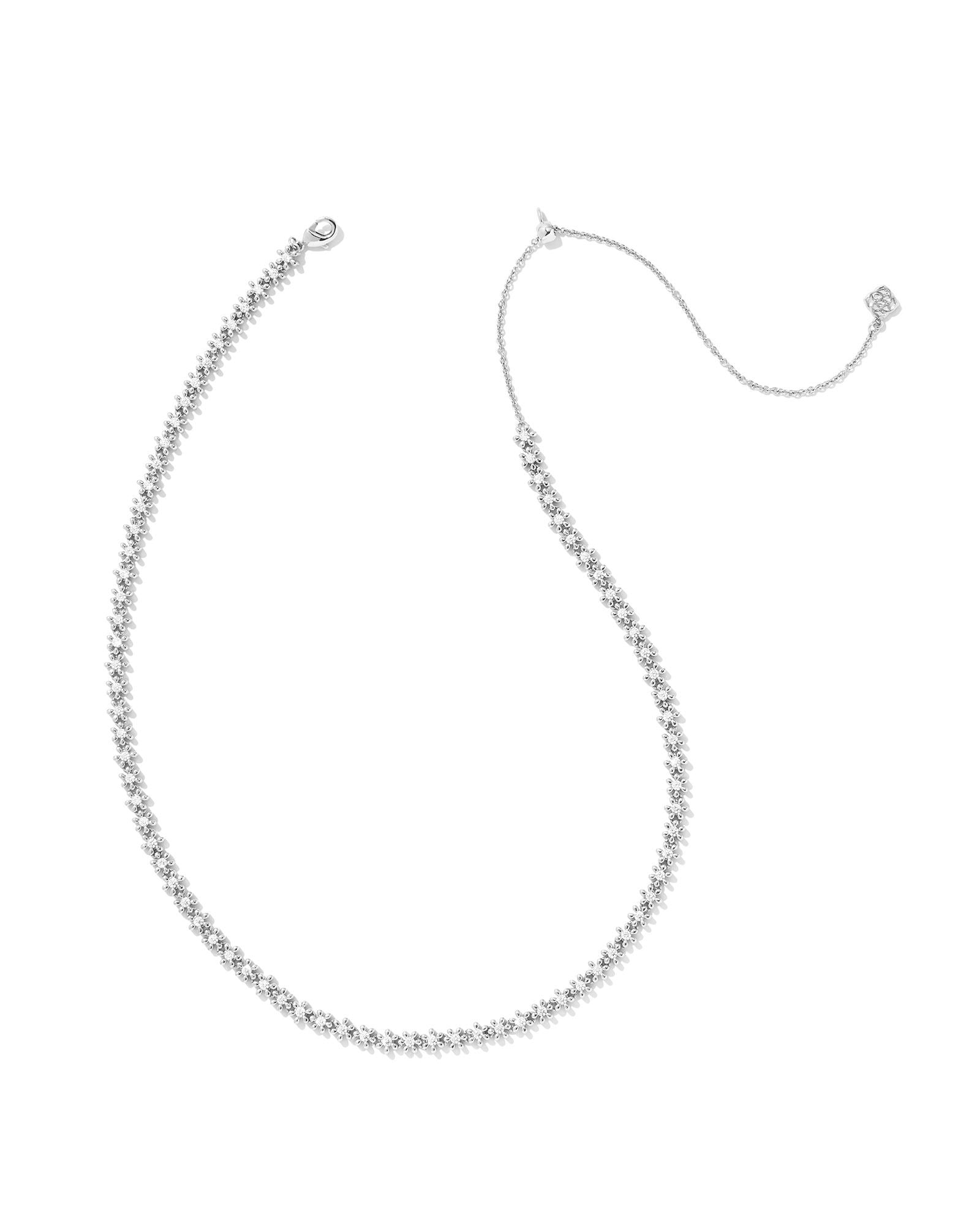 Nydia Strand Necklace Silver White Crystal - Southern Belle Boutique