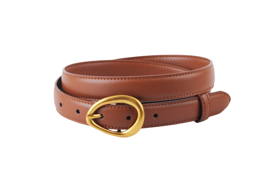 Tan Leather Belt w/Gold Buckle