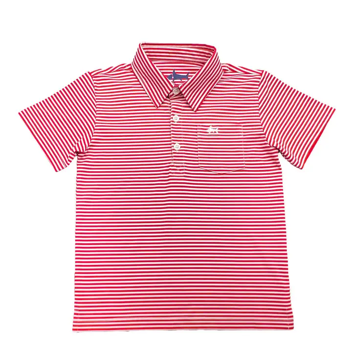 Inshore Performance Polo - Red Striped