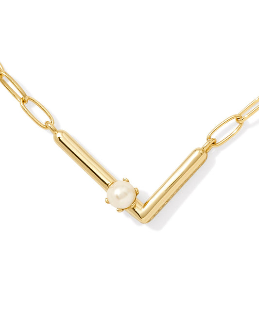 Pearl Initial L Short Pendant Necklace - Gold - Southern Belle Boutique
