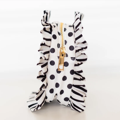 Ruffled Nylon Tech Organizer - Polka Striped - Southern Belle Boutique