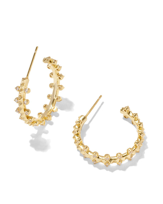 Jada Small Hoop Earrings Gold White Crystal - Southern Belle Boutique