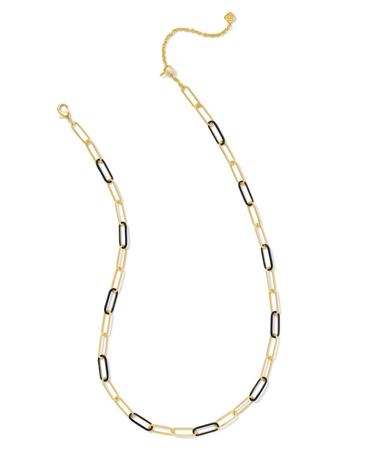 Ainsley Convertible Chain Necklace Gold Black Enamel