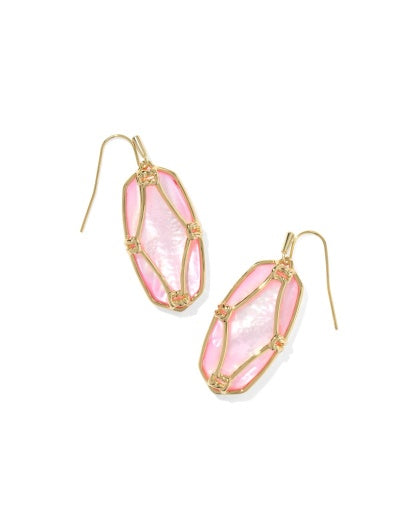 Elle Lattice Frame Drop Earrings Gold Blush Ivory Mother Of Pearl - Southern Belle Boutique