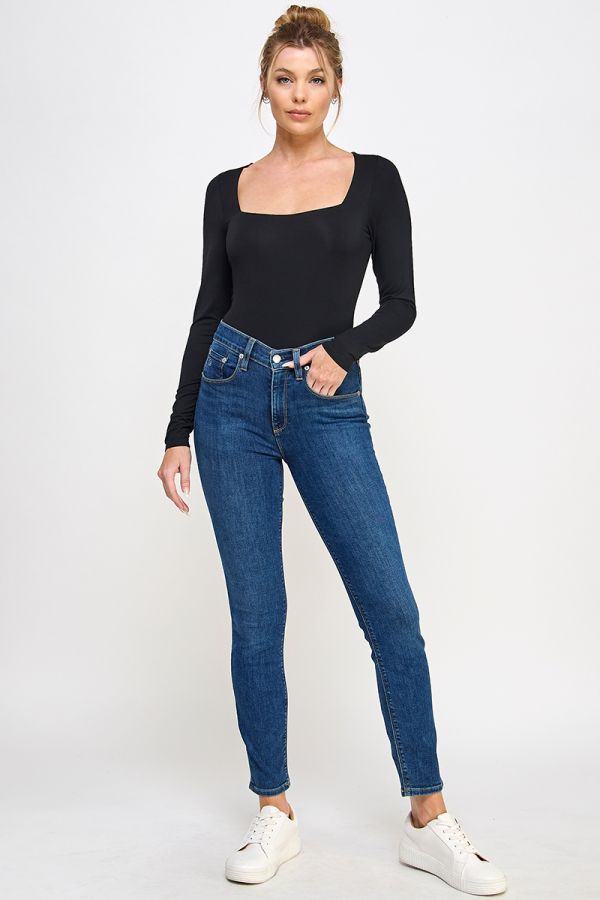 Black Square Neck LS Bodysuit