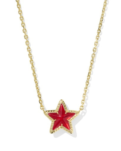 Cassidy Short Pendant Necklace - Gold Red Illusion