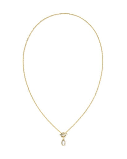 Mini Elisa Toggle Short Pendant Necklace Gold Ivory Mother Of Pearl