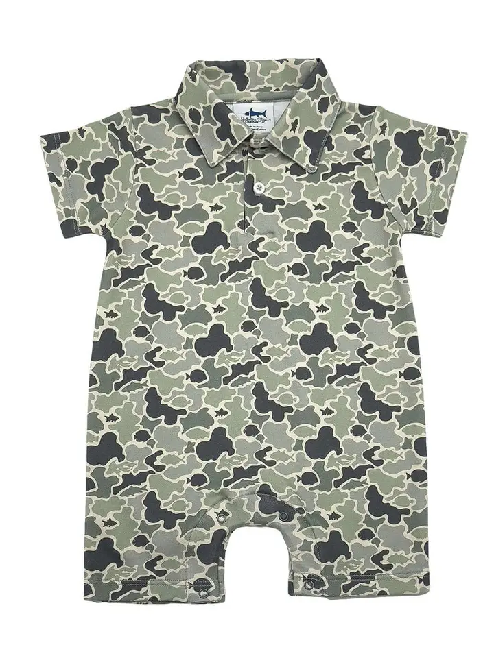 Saltwater Boys Signature Camo Pima Boys Polo Romper