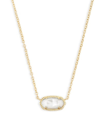 Elisa Short Pendant Necklace - Gold Ivory Mother Of Pearl - Southern Belle Boutique