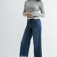 Scissor Cut Cuffed Slim Wide Jeans