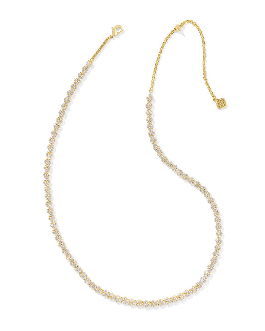 Emery Tennis Necklace - Gold White Crystal