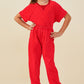 Red Washed Paneled Knit Joggers