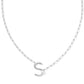 Pearl Initial S Short Pendant Necklace - Silver - Southern Belle Boutique