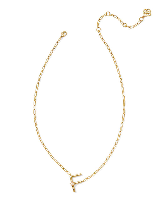 Pearl Letter F Short Pendant Necklace - Gold