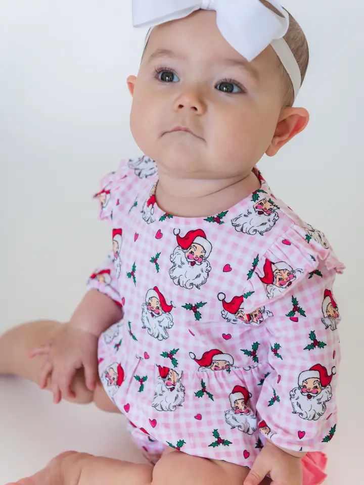 Pink Dear Santa Flutter Bubble Romper