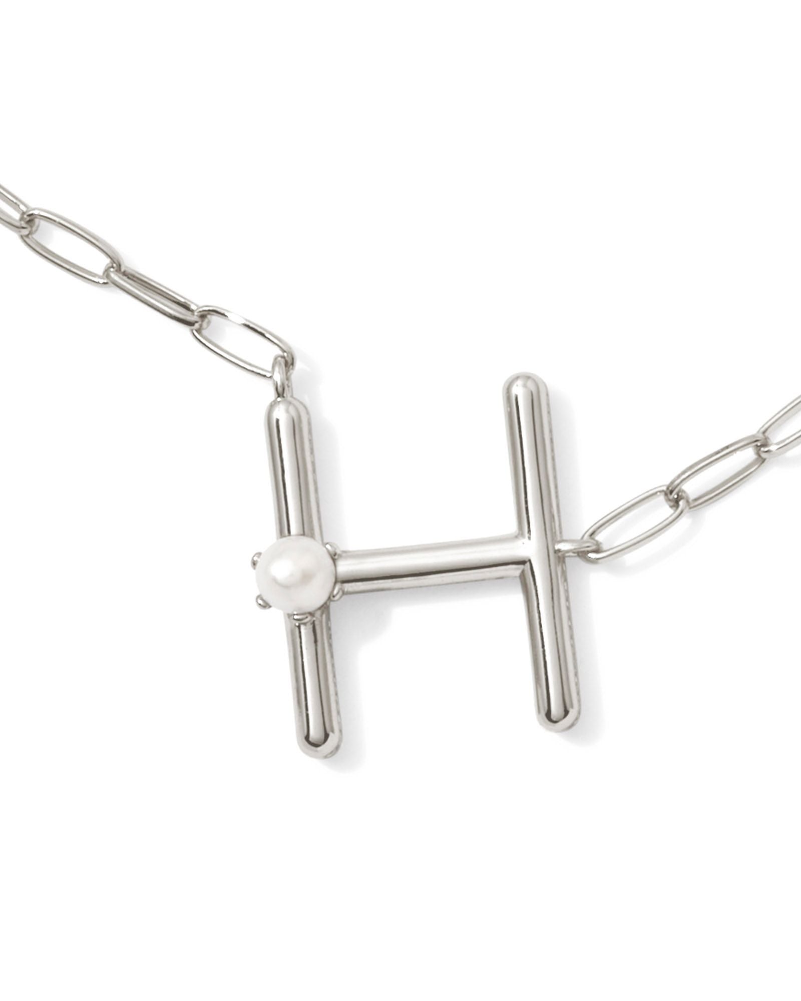Pearl Initial H Short Pendant Necklace - Silver - Southern Belle Boutique