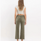 High Rise Raw Crop Straight Jeans - Deep Lichen Green