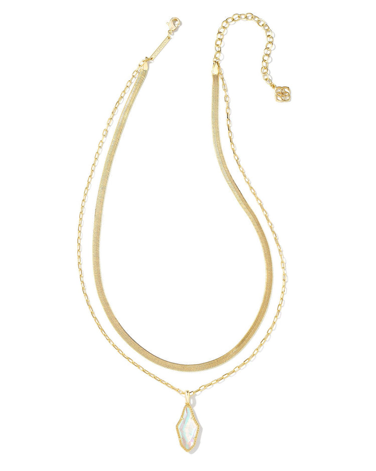 Evelyn Multi Strand Necklace - Gold Rock Crystal Dichroic