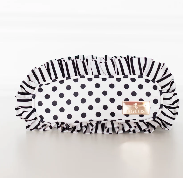 Ruffled Nylon Pencil Bag - Polka Stripe - Southern Belle Boutique