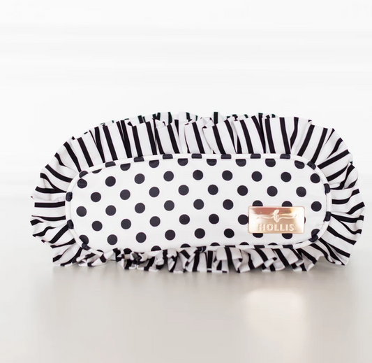 Ruffled Nylon Pencil Bag - Polka Stripe - Southern Belle Boutique