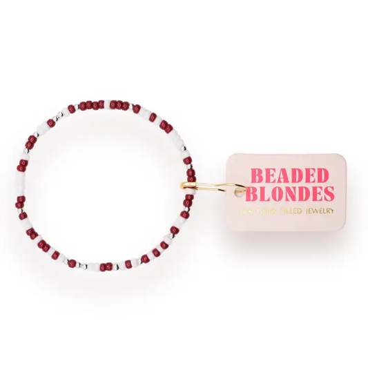 Maroon and White Sprinkle Bracelet - 6.25"