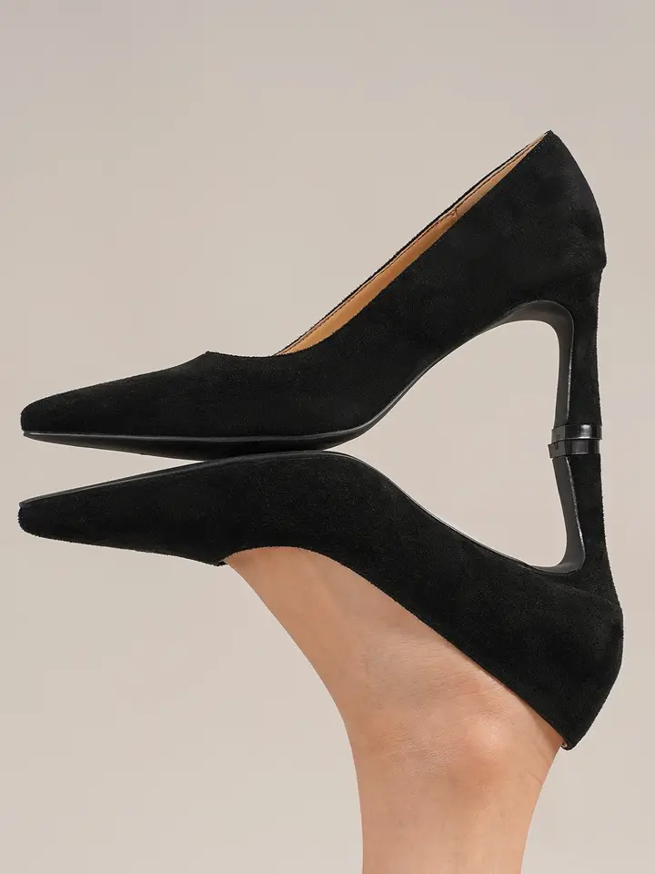Black Suede Classic Pump Heel