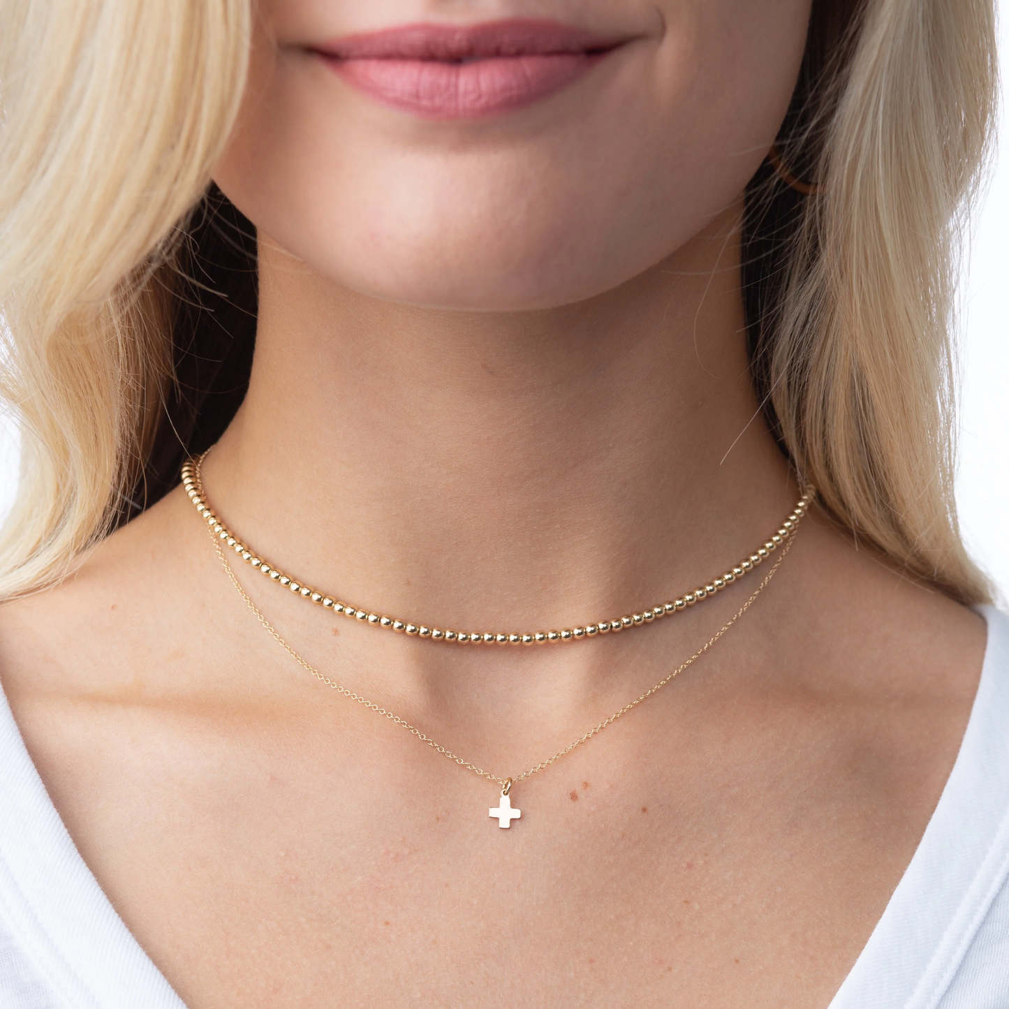 16" Necklace Gold - Signature Cross Gold Charm - Southern Belle Boutique
