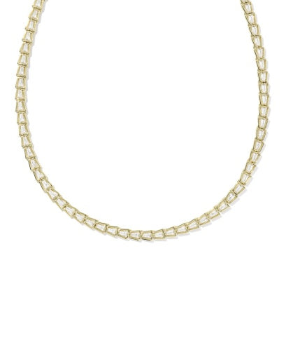 Bella Tennis Necklace Gold White Cz
