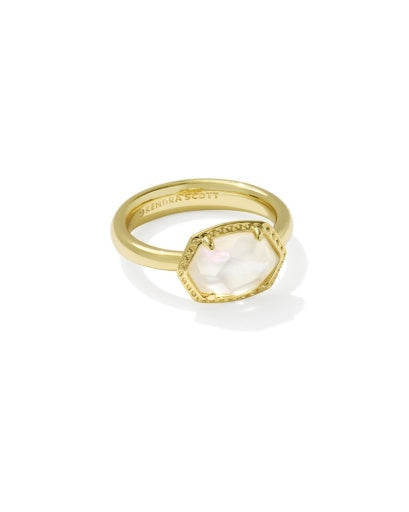 Daphne Frame Band Ring - Gold Ivory Mother Of Pearl - Southern Belle Boutique