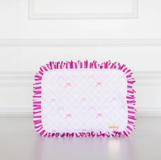 Goldie Girl Bows Ruffled Nylon XL Pouch - Southern Belle Boutique