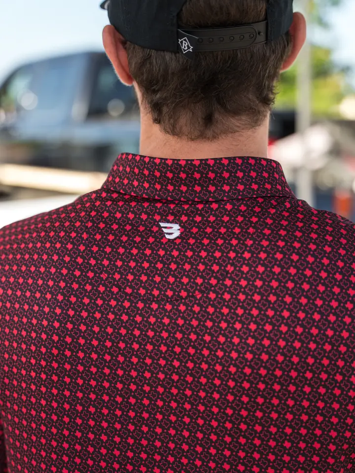 Performance Polo - Texas Red & Black