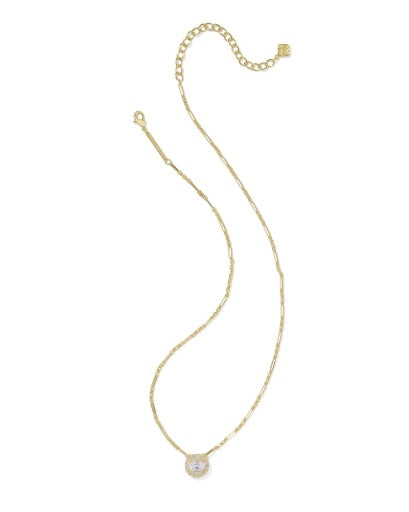 Bella Short Pendant Necklace Gold White Cz