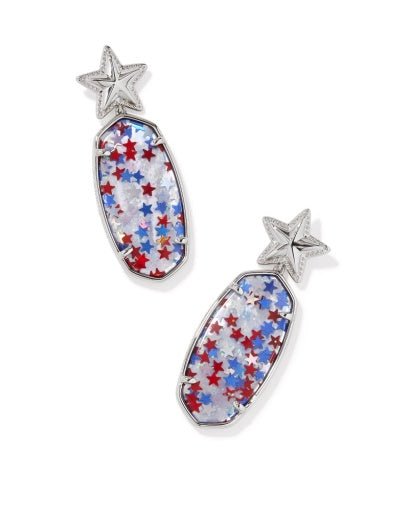 Elle Star Drop Earrings - Silver Red White Blue Star Illusion - Southern Belle Boutique