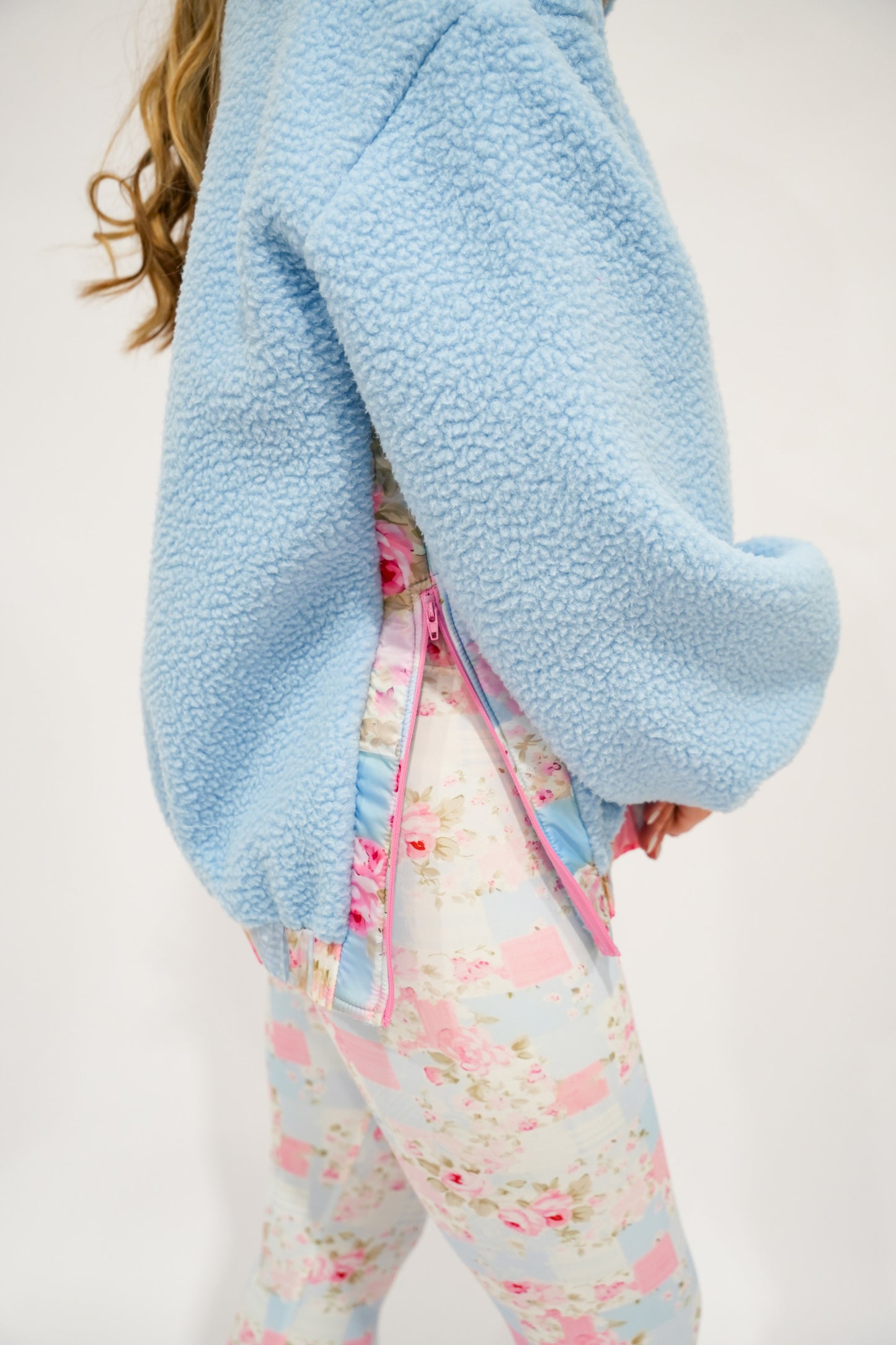 Ice Blue Floral Fleeve Jacket - Southern Belle Boutique